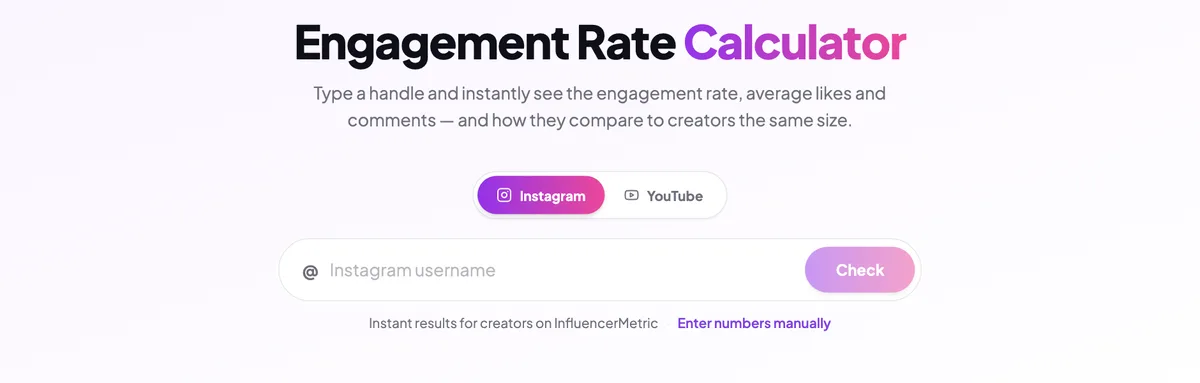 InfluencerMetric's free Engagement Rate Calculator